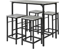 Conjunto de Comedor SOBUY (Gris Negro - MDF y Metal - 100x60x87 cm)