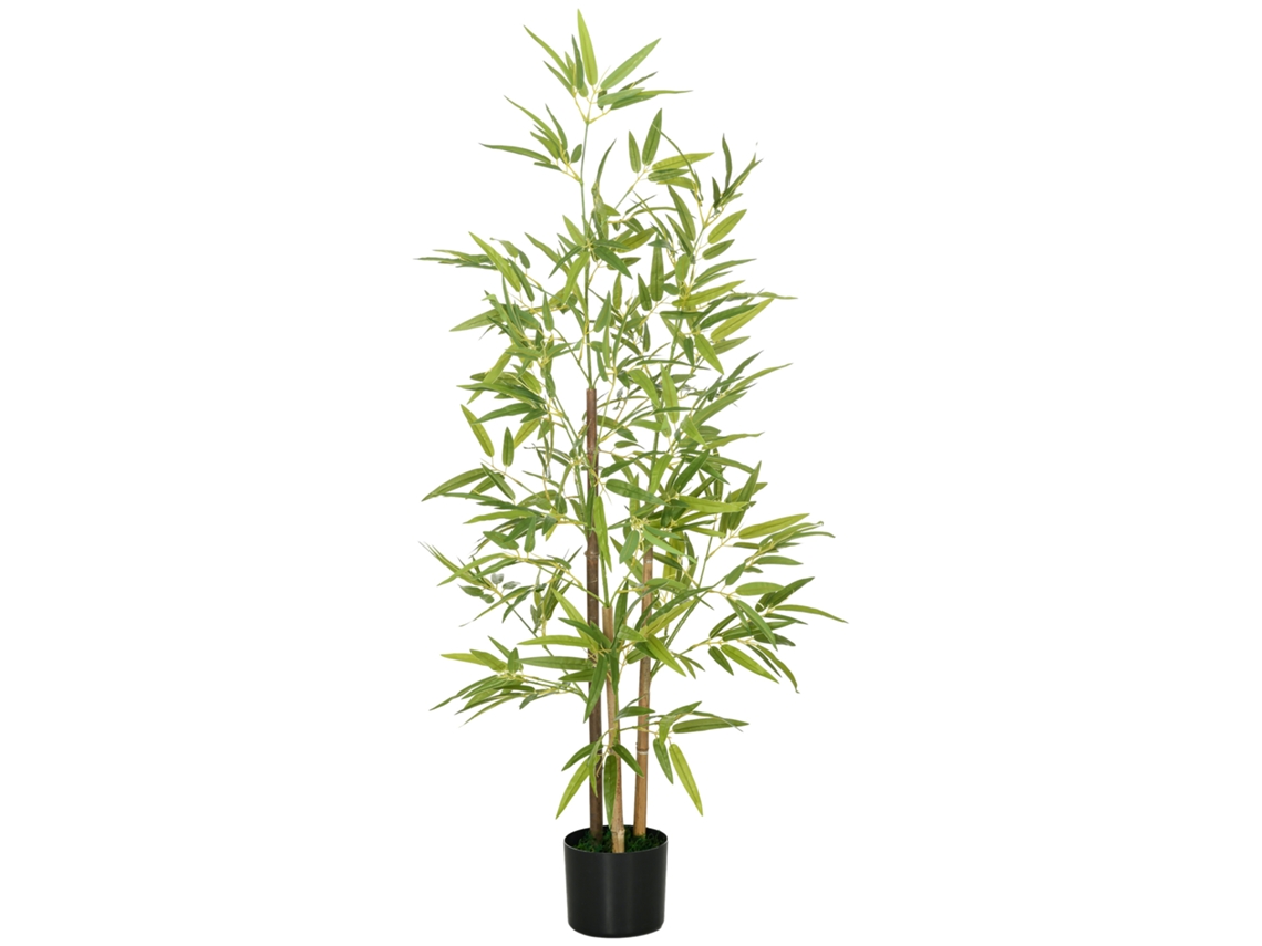 Árbol de bambú artificial de 120 cm con jarrón, decoración realista para interiores.