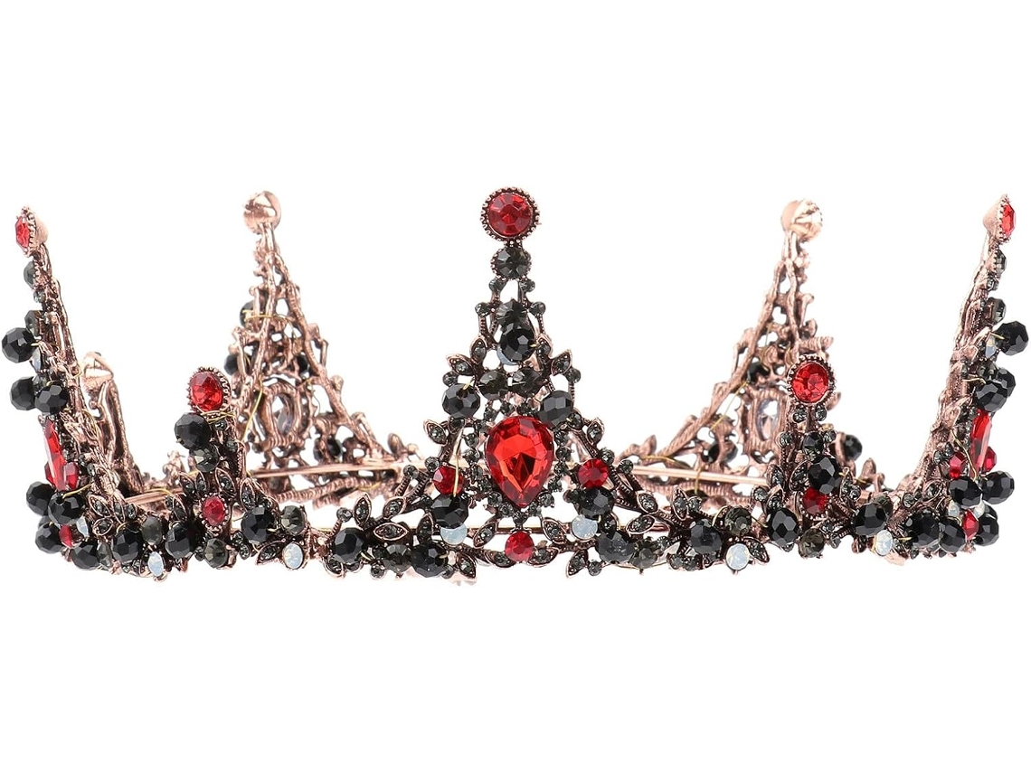 Corona De Mariée Baroque Rouge En Alliage Délicate Y Ronde, Accessoire Coiffure Élégant Pour