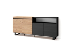 Aparadores para salón 200x87x35cm 4 Puertas Diseño industrial Roble y negro
