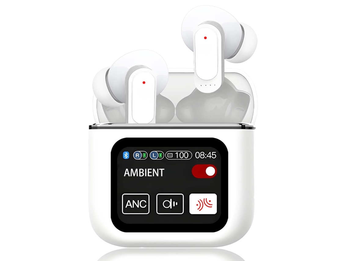 Auriculares Inalámbricos Cancelación Activa De Ruido Pantalla Táctil Hd Integrado YEMAESRE Bluetooth Blanco
