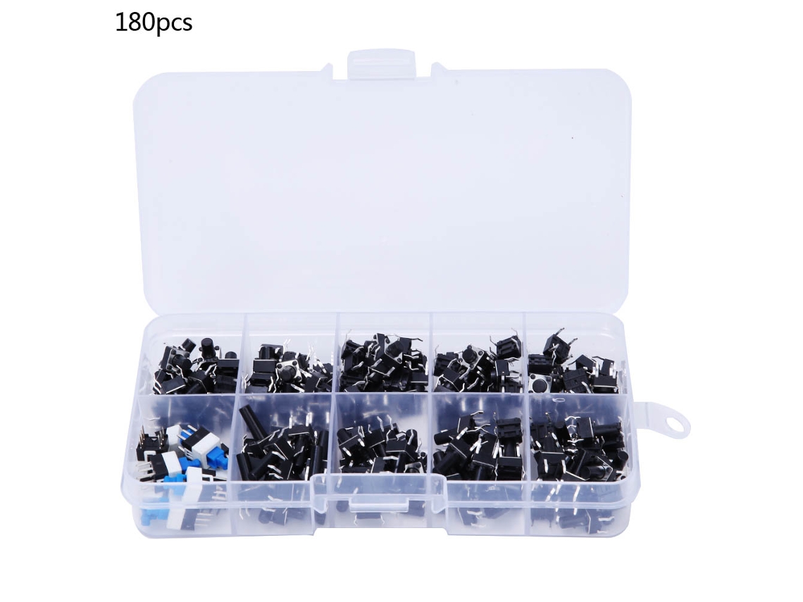 Kit De 180 Interruptores Pulsadores Microtáctiles Con 10 Modelos Y Estuche.
