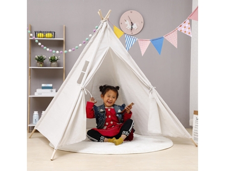 Tienda de Campaña Linda de La Historieta Del Tipi Del Juego Plegable Portátil Blanco - 1,6 M