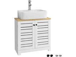 Armario Lavabo SOBUY (Blanco y Natural -50x59x30 cm )