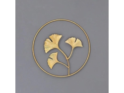 Lujosa Decoración De Pared De Metal Con Hojas De Ginkgo Y Arce Para La Sala De Estar.