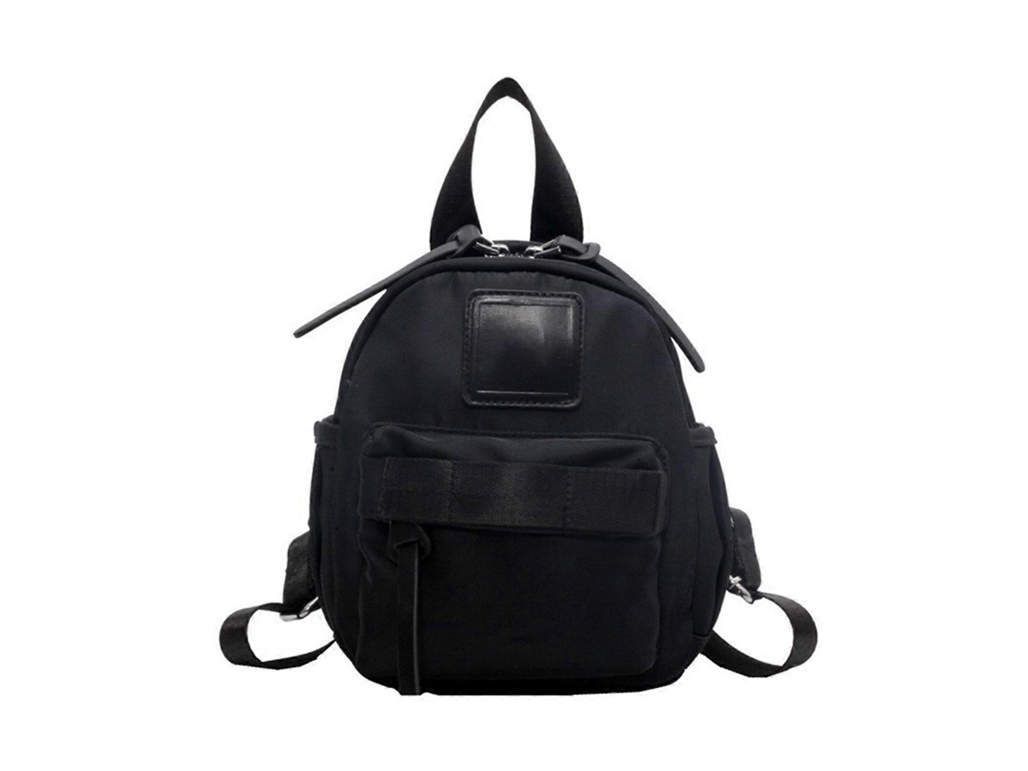 Mochila escolar moderna de estilo japonés para mujer, apta para uso diario y viajes, en color negro.