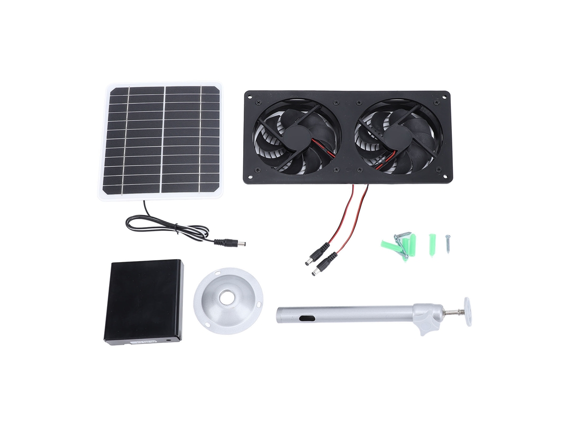 Ventilador de extracción solar IPX7, resistente al agua, seguro, con panel solar de 20 W y caja de almacenamiento de energía para gallinero, hogar o jardín.