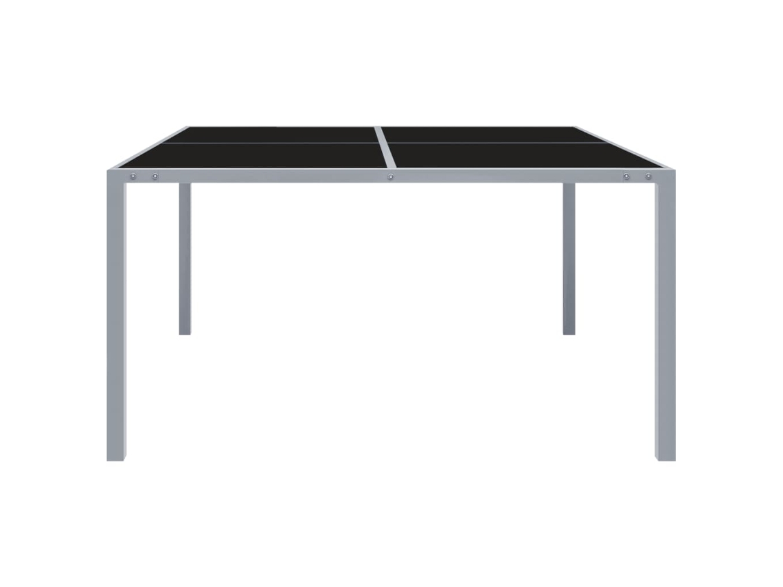 Mesa de jardín exterior de 130x130x72 cm, acero y cristal, gris HARLANV1
