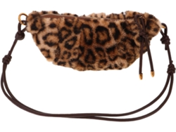 Bolsa Transversal Feminina De Pelúcia Com Estampa De Leopardo, Bolsa Fofa Em Formato De Croissant, Tamanho Ajustável.