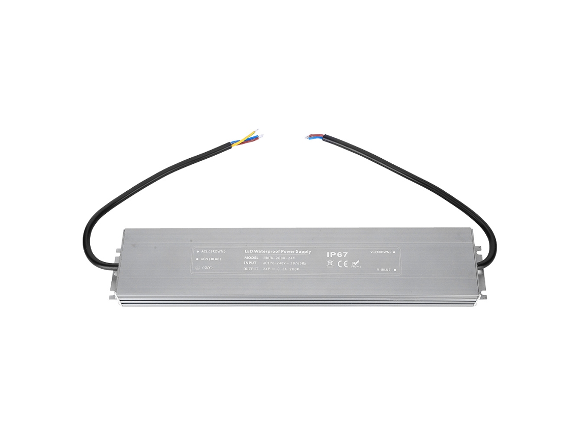 Fuente de alimentación LED impermeable IP67 Hruw 2026dz - 200 W - 24 V, 170-240 V CA, con controlador de transformador