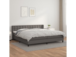 Cama Box Spring Con Colchón Cuero Sintético Gris 200x200 Cm