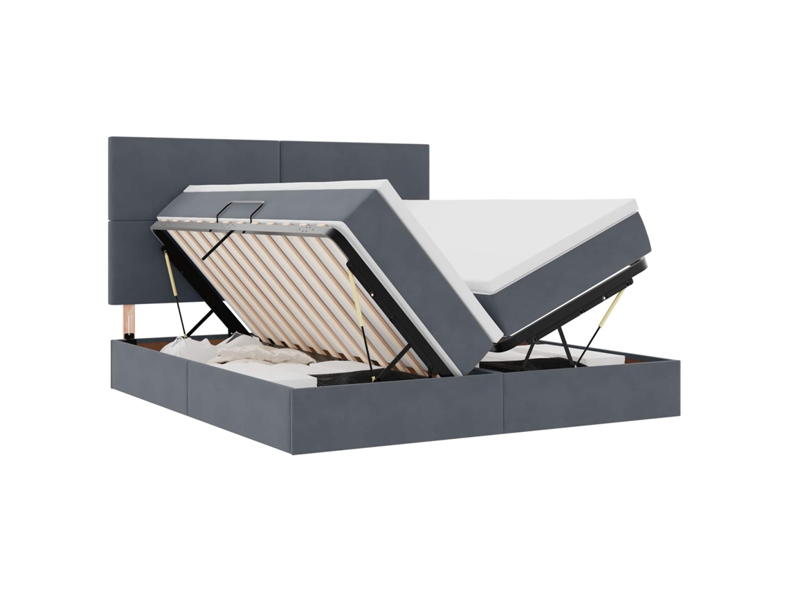Maison Exclusive - Cama De Almacenamiento Led Con Colchón Gris Oscuro 180 X 200 Cm