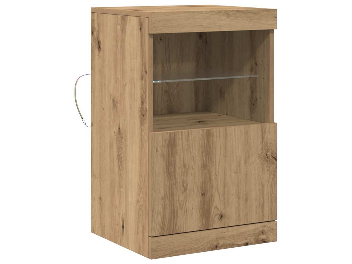 Aparador | Vitrina buffet con iluminación LED, roble artesanal, 41 x 37 x 67 cm