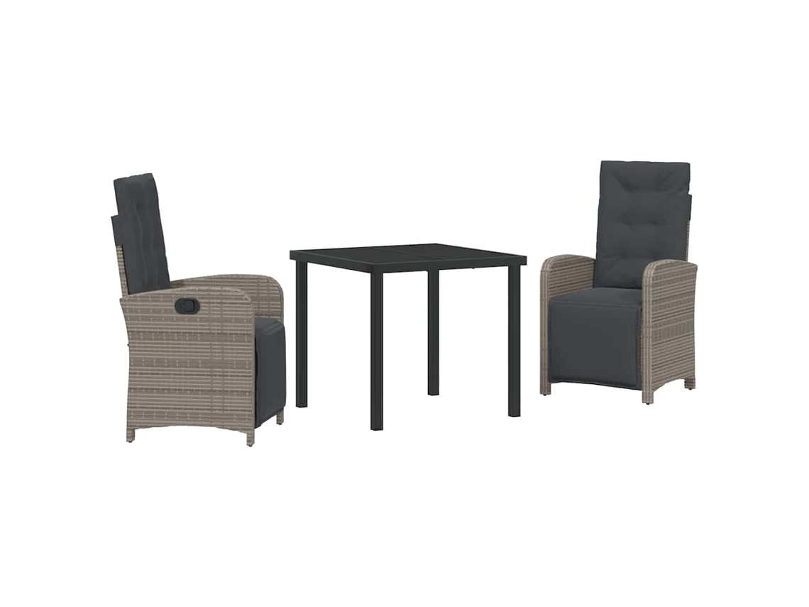 Maison Exclusive - Conjunto De Jantar Para Jardim 3 Pcs Cinzeto Vime Pe