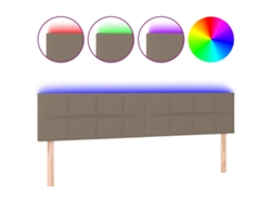 Cabecero de cama SFUSHOS con luces LED, tela, 160x5x78/88 cm, marrón grisáceo