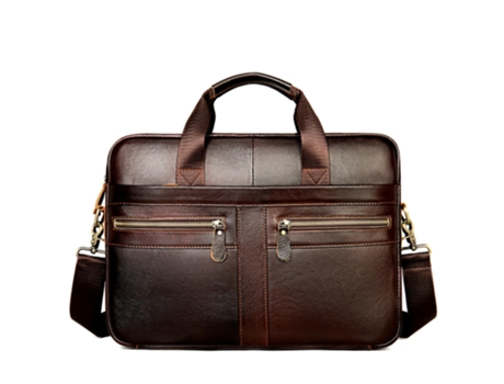 Bolso Bandolera para Computadora Portátil Bolso Bandolera de Cuero Genuino Bolso Satchel Bolsos de Trabajo para Hombres-Café Profundo