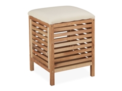 Relaxdays Cesta De Ropa Sucia Con Asiento, Taburete Baño Con Almacenaje, Madera De Nogal, 35 L, 51 X 39 X 39 Cm, Natural