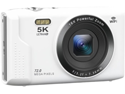 Cámara Digital 5k, Cámara De Vlogs Wifi De 72 Mp Con Pantalla Uhd De 2,8", Zoom Digital De 16x Y Enfoque Automático (blanca)