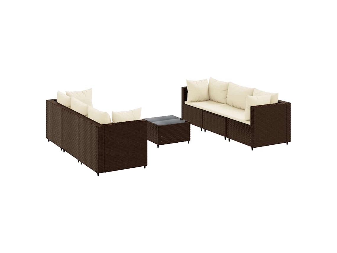 Conjunto 7 muebles de jardín VIDAXL y cojines ratán sintético marrón