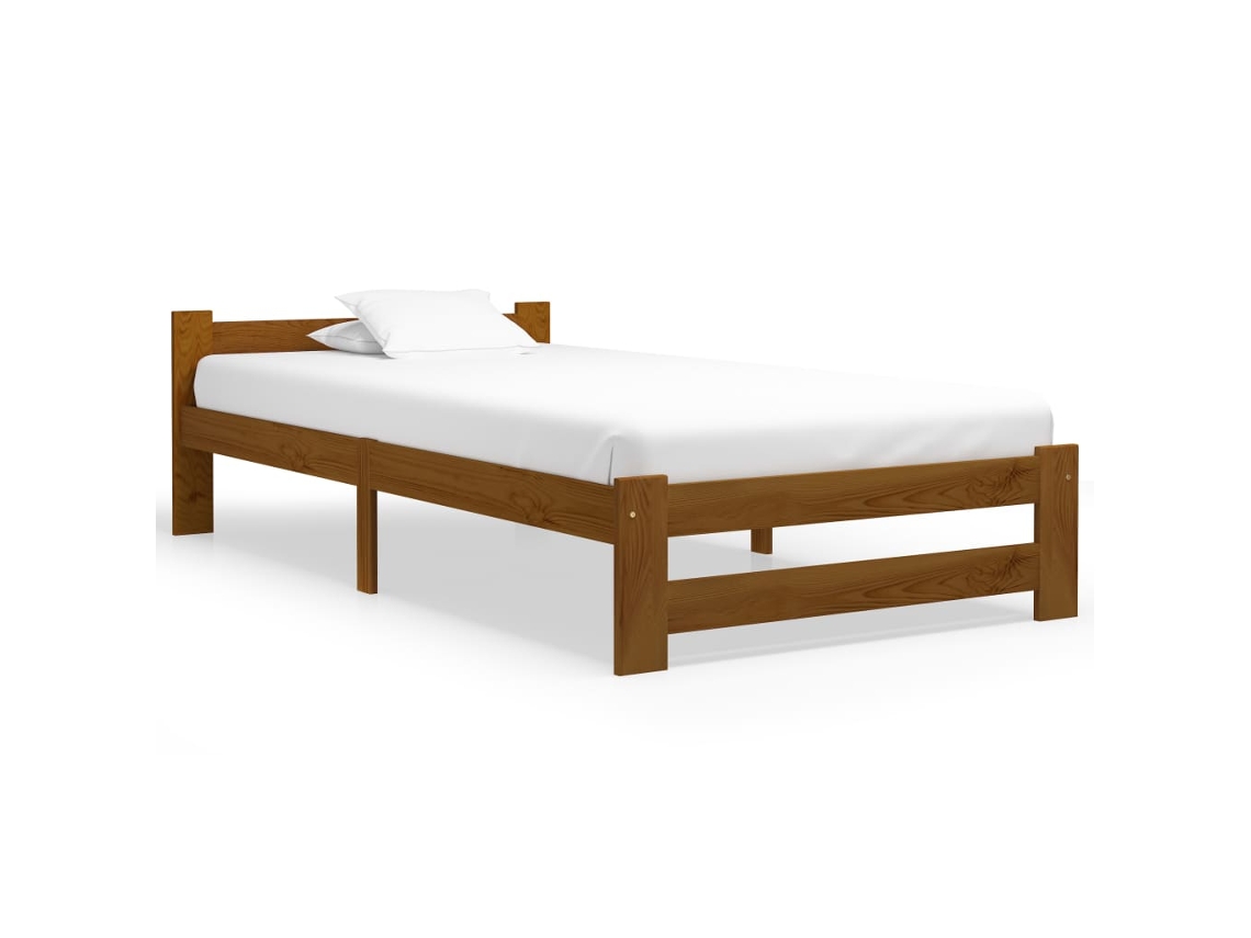 Cama con Cama de Madera Maciza de Pino Marrón Miel (90x200 cm)