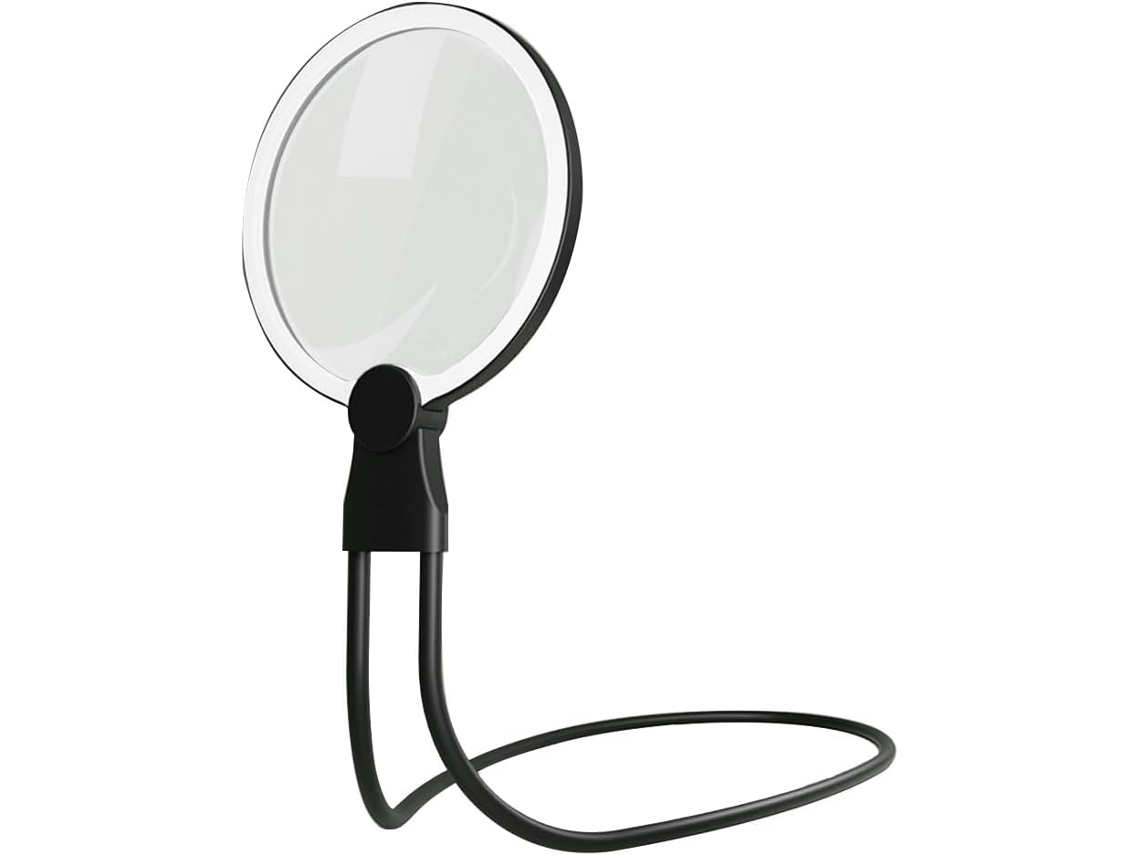 Lupa de cuello con 24 LED ultrabrillantes, lupa de mano HD con luz USB para lectura para personas mayores. Gokoco