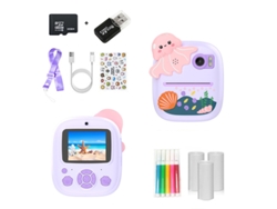 Cámara Instantánea Infantil 1080p, Tarjeta De Memoria De 32 Gb + Lector De Tarjetas Usb (morado) Czhhmart