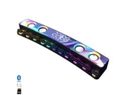 Barra de sonido DAM Bluetooth 5.4 con teclas mecánicas, pantalla e iluminación RGB.