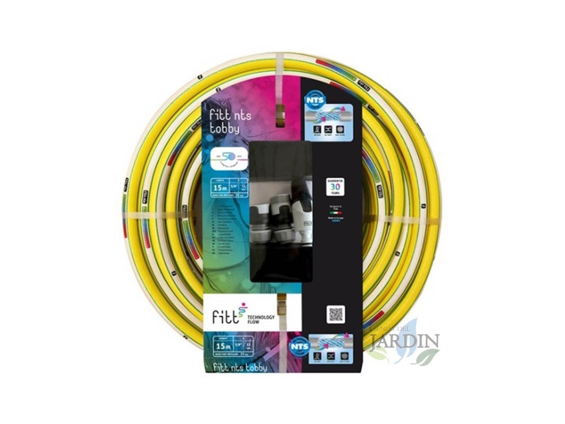 Kit Manguera Jardín Nts Tobby 15mm, 5/8, 15 Metros Con Lanza | Manguera Riego | Resistente