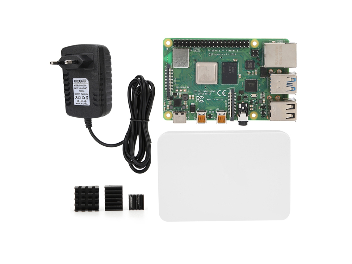 Kit Raspberry Pi 4b (1g) Con Funda Abs V4 Que Incluye Disipador De Calor Y Fuente De Alimentación