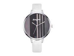 Reloj De Pulsera De Cuarzo Para Mujer Con Correa De Piel Sintética, Estilo Sencillo, Esfera Redonda Blanca.
