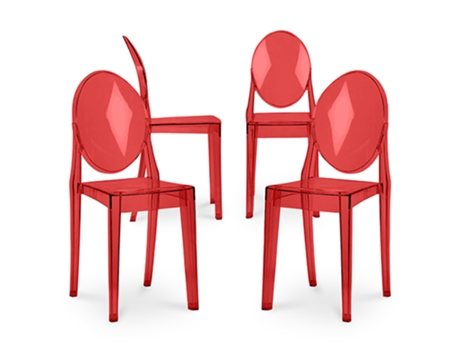 Pack de 4 Sillas de Comedor Victoria Queen Transparentes 50x38x91cm GHOST STYLE
