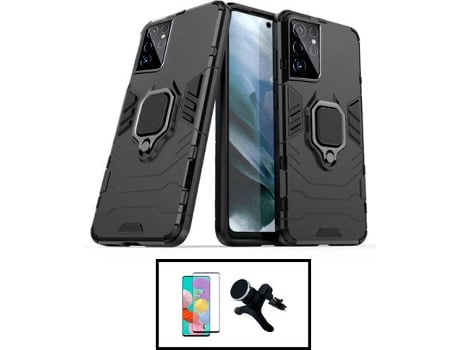 Kit Carcasa Militar Magnética + Protector de Pantalla + Soporte Magnético Samsung Galaxy S22 Ultra 5G G4M Negro