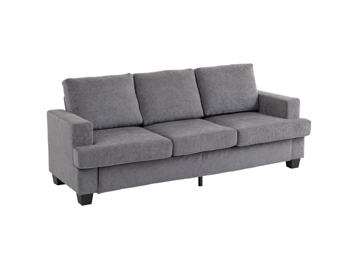 Sofá De 3 Lugares, Wohnzimmersofa Para 3 Pessoas, Stoffbezug, Stahlrahmen, Polstersofa, Grau
