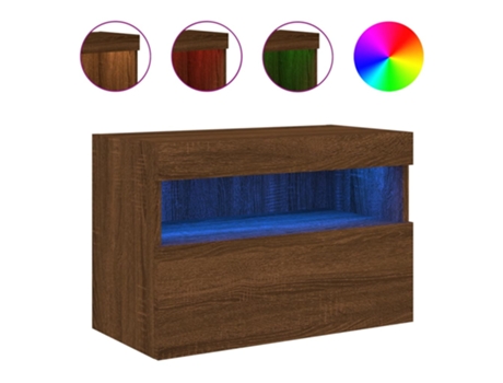 Mueble de TV de pared con luces LED roble marrón VIDAXL (60 x 30 x 40 cm)