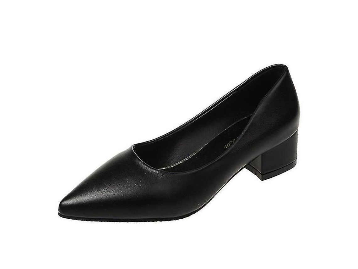 Zapatos Planos Cerrados Para Mujer Antideslizantes Cómodos Loafers Pu Suela De Caucho Tacon Bloque Tipo Punta Primavera Otoño Eu 42 Black Matt