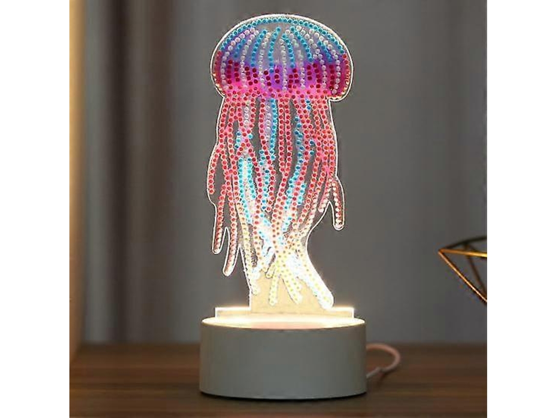 1 juego de luces nocturnas de pintura de diamantes de larga duración, con alimentación USB, diseño de medusa Rosewell