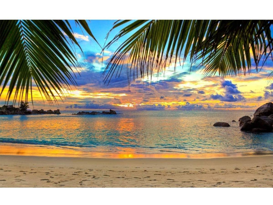 Fotomural OEDIM Atardecer Playa Tropical (Multicolor - 350x250cm - Vinilo)