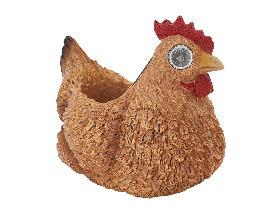 Maceta para suculentas en forma de pollo con sensor de luz solar y luz marrón
