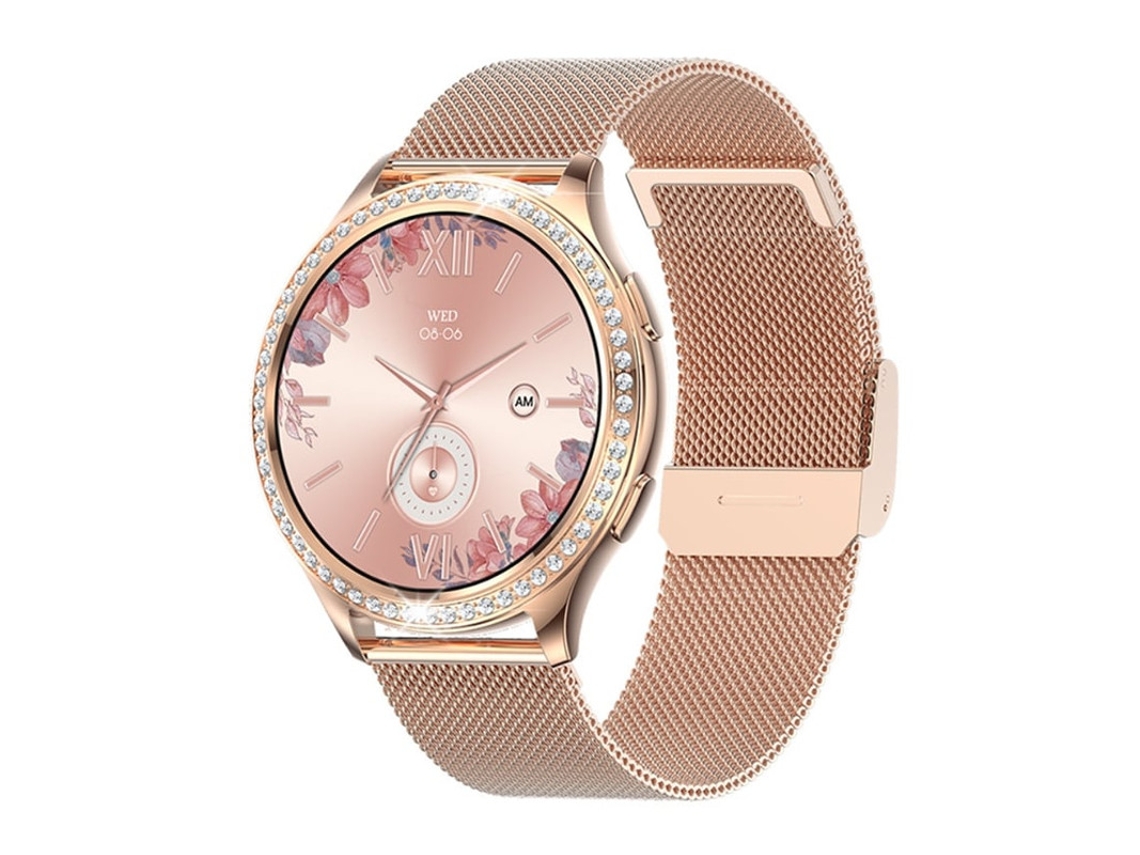 Reloj inteligente Bestvite con llamadas Bluetooth, modos deportivos y detalles de diamantes, rosa