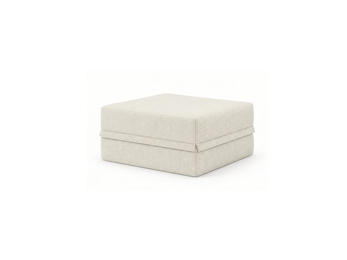 Sofá Modular Puff Convertible Veludo Regular Beige