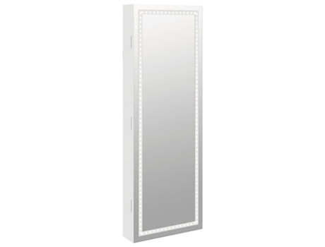 Espejo con joyero y luces LED VIDAXL para pared blanco