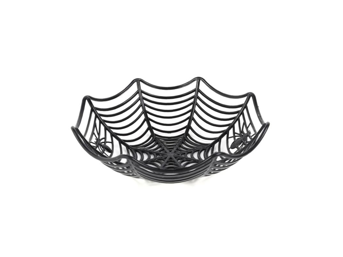 Cesta Telaraña con arañas negras de 21x6 cm
