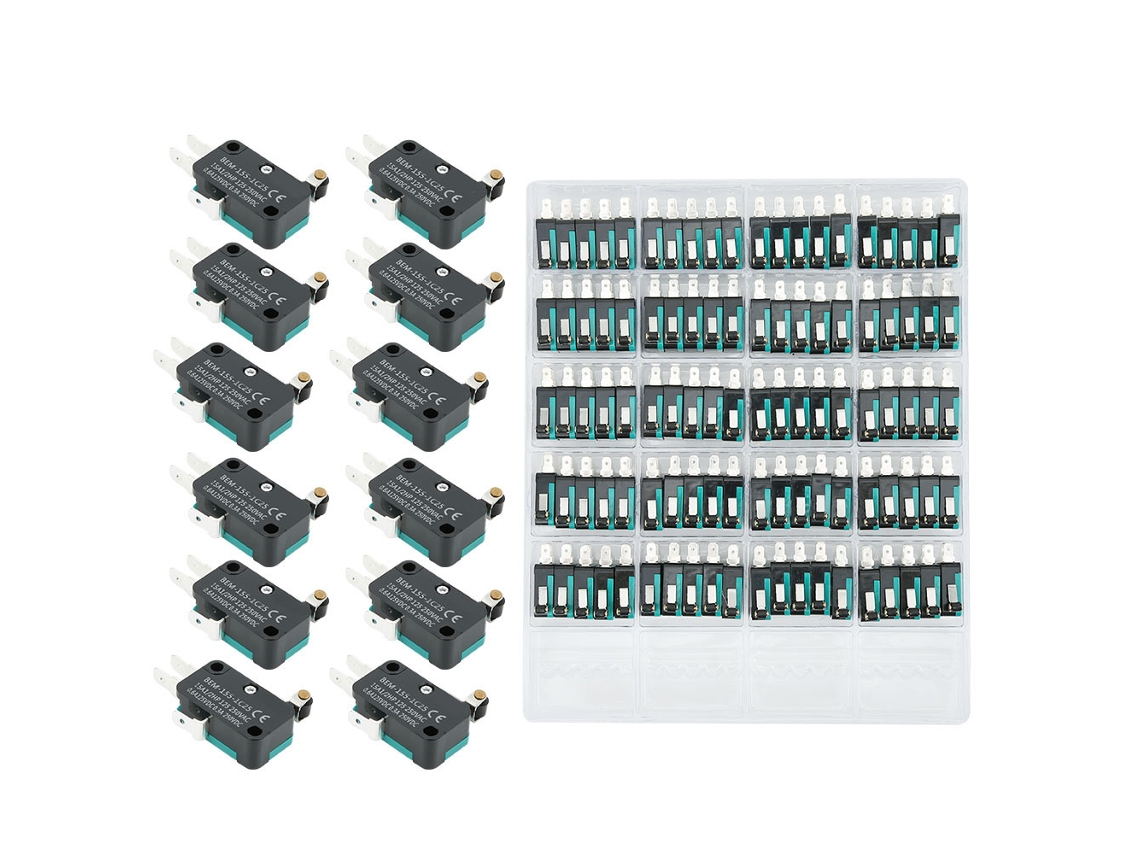 100 Microinterruptores De Límite Bem 155-1c25 250 Vca 15 A Para Electrodomésticos Y Equipos Eléctricos.