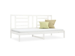 Sofá Cama Madera de Pino Macizo Blanco (80x200 cm)