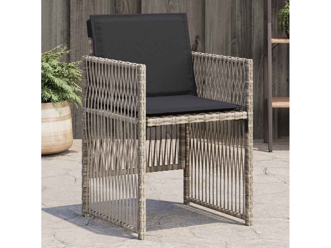 Sillas de jardín con cojines, 4 unidades, mimbre sintético gris claro, Dkd Home Decor
