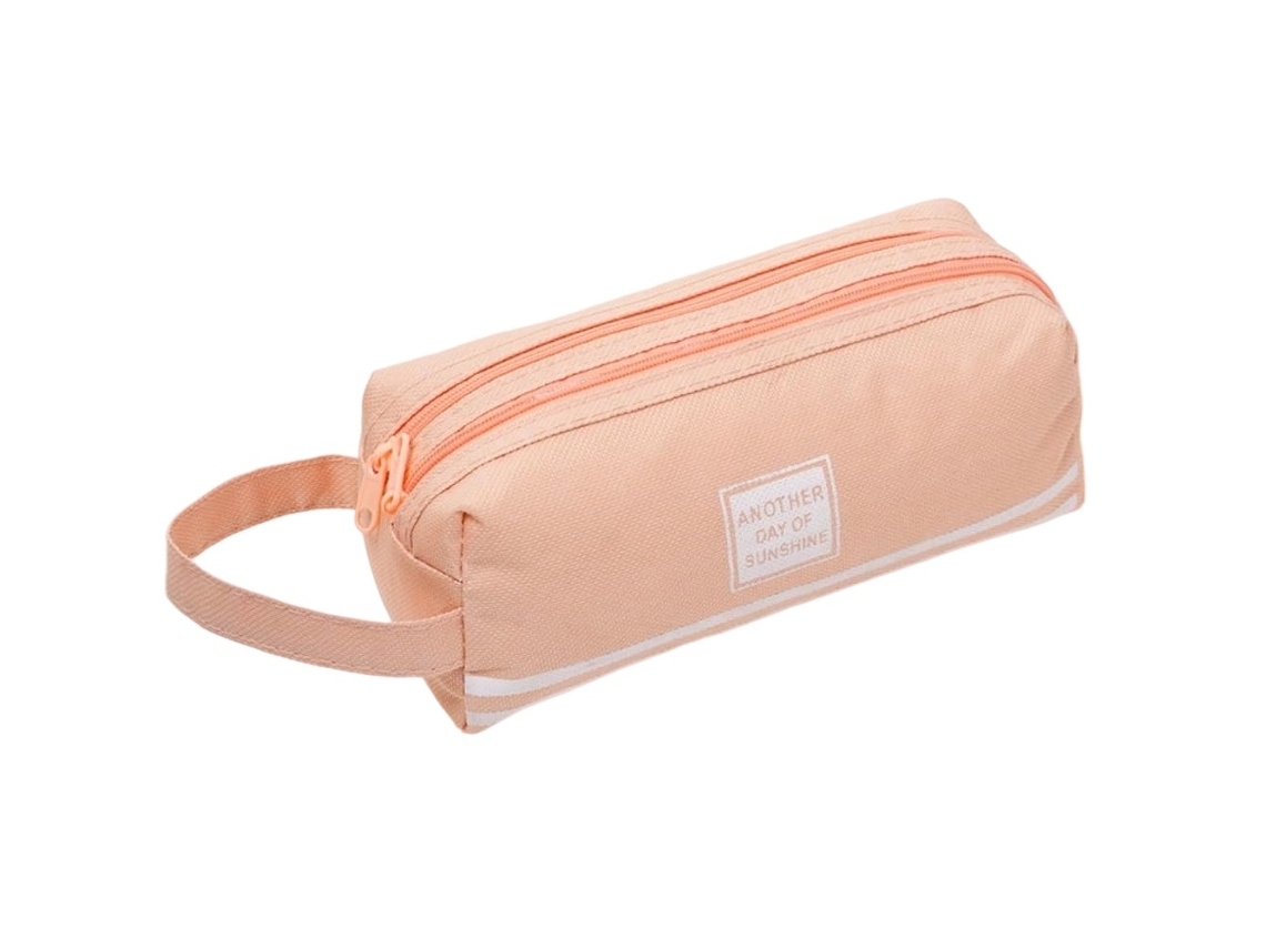 Estuche de gran capacidad con doble cremallera para útiles escolares, portátil para la escuela y la oficina (blanco cremoso)