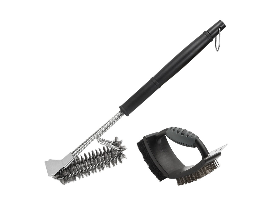 Cepillo de limpieza para barbacoa Magic Select 3 en 1 de acero inoxidable con mango termoaislante, 44 cm de largo