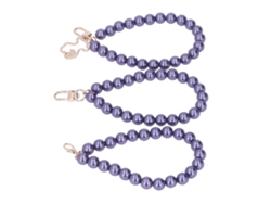 3 Pulseras De Perlas De Resina Abs Con Hebilla Metálica Para Funda De Móvil, Llavero O Bolso - Morado Genciana