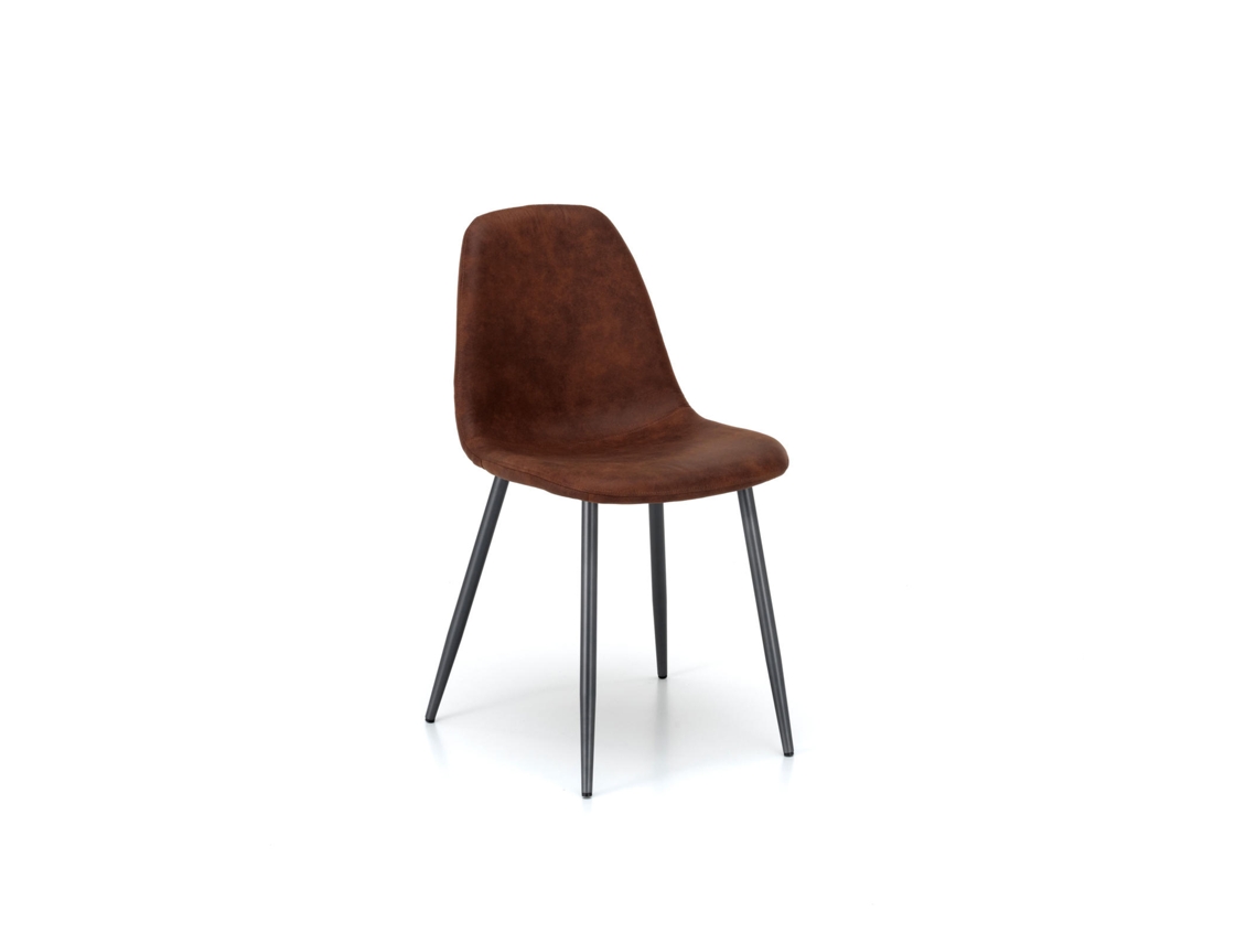 Brigitte - Silla ecopiel marrón 4 piezas STONES