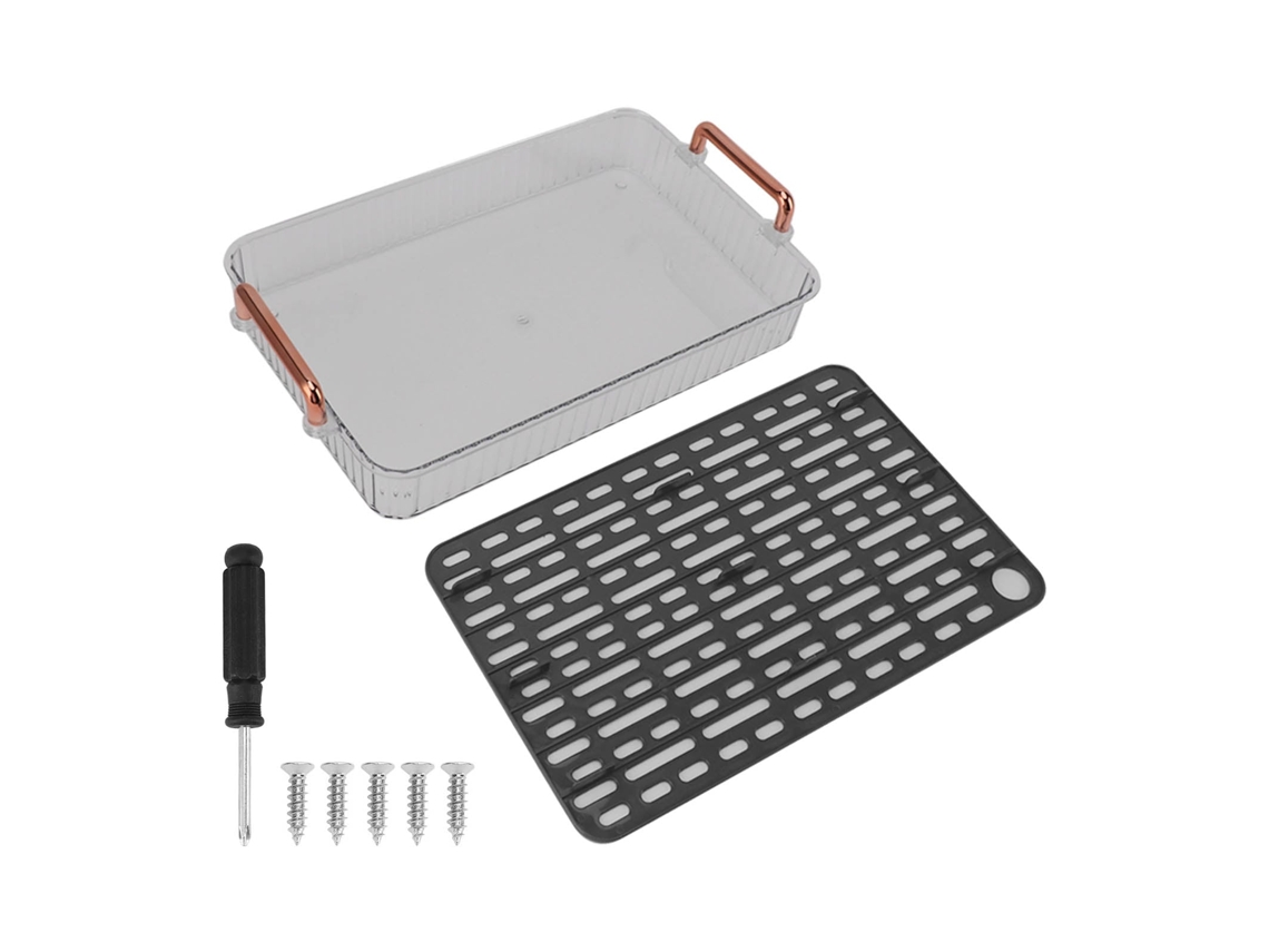 Bandeja Rectangular De Dos Niveles Con Escurridor Para Té Y Café, Para Mesa De Cocina, Color Gris.